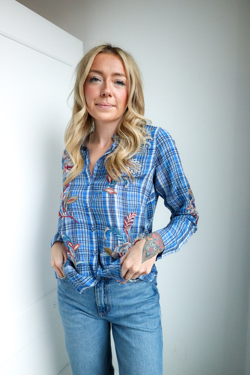 Johnny Was Alexa Vintage Button Down Blouse