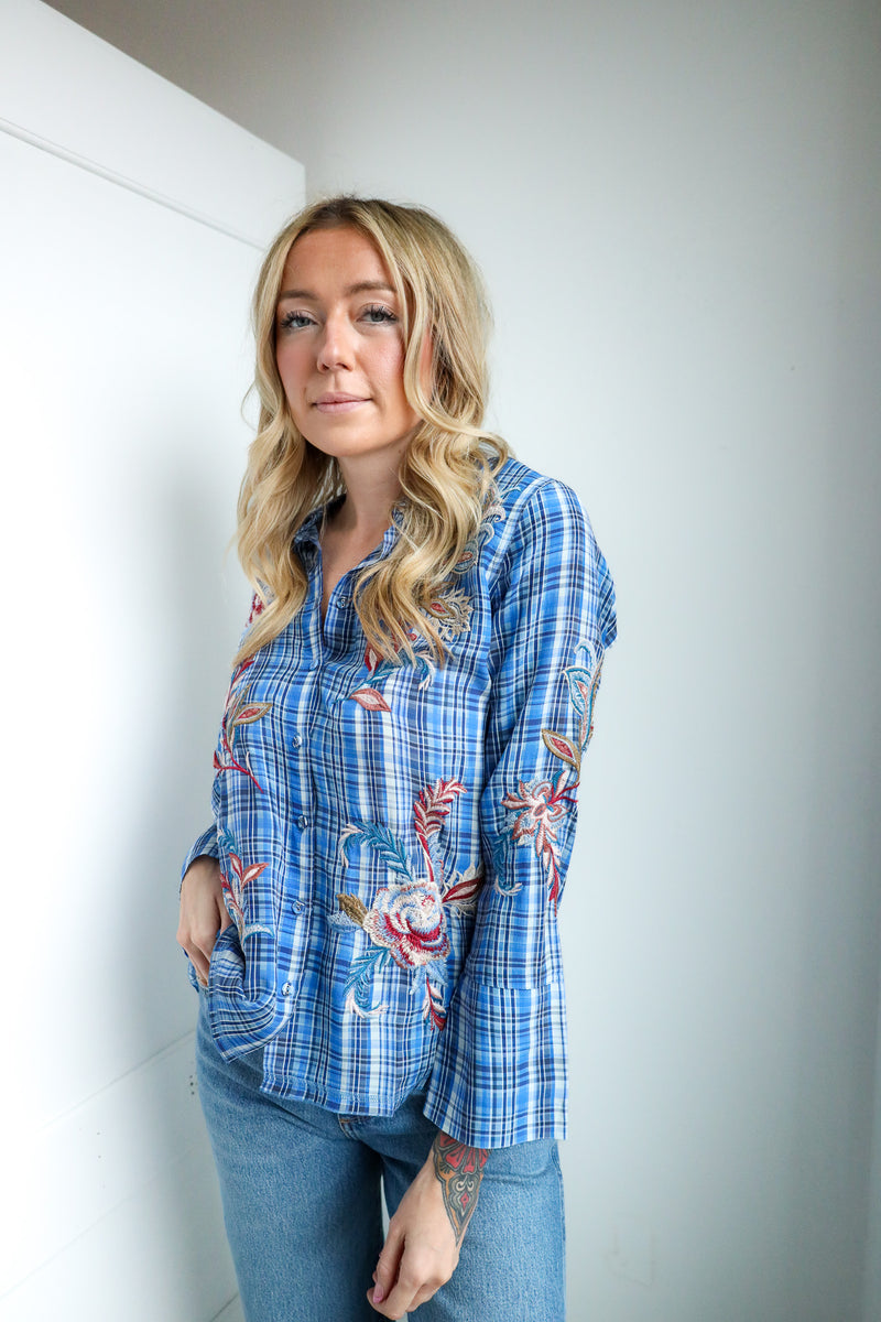 Johnny Was Alexa Vintage Button Down Blouse