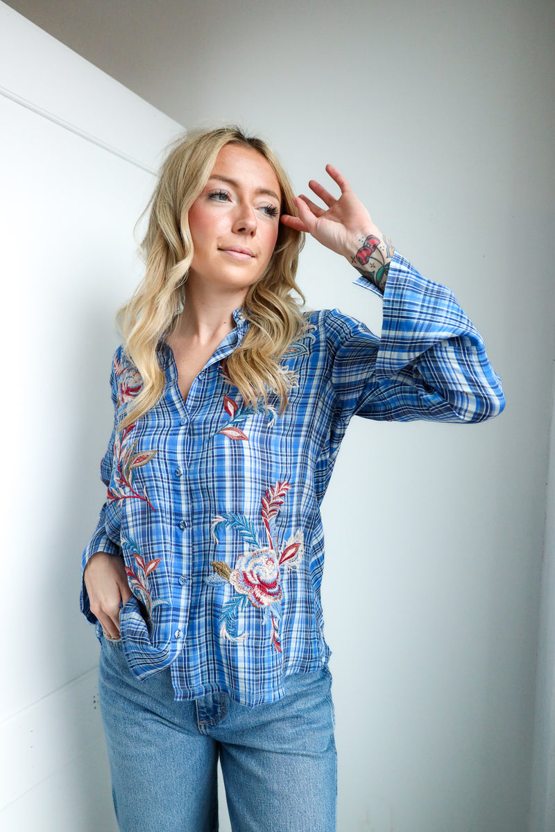 Johnny Was Alexa Vintage Button Down Blouse