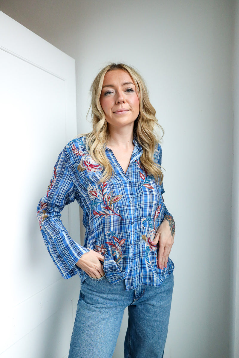 Johnny Was Alexa Vintage Button Down Blouse