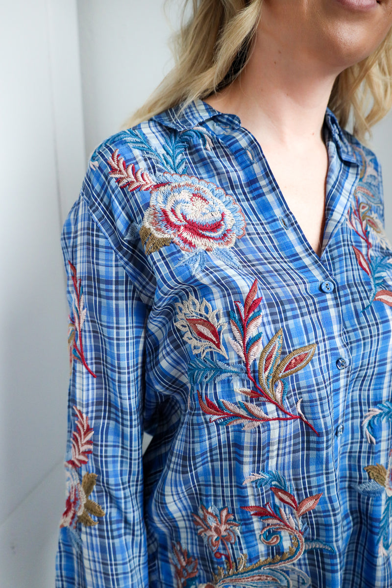 Johnny Was Alexa Vintage Button Down Blouse