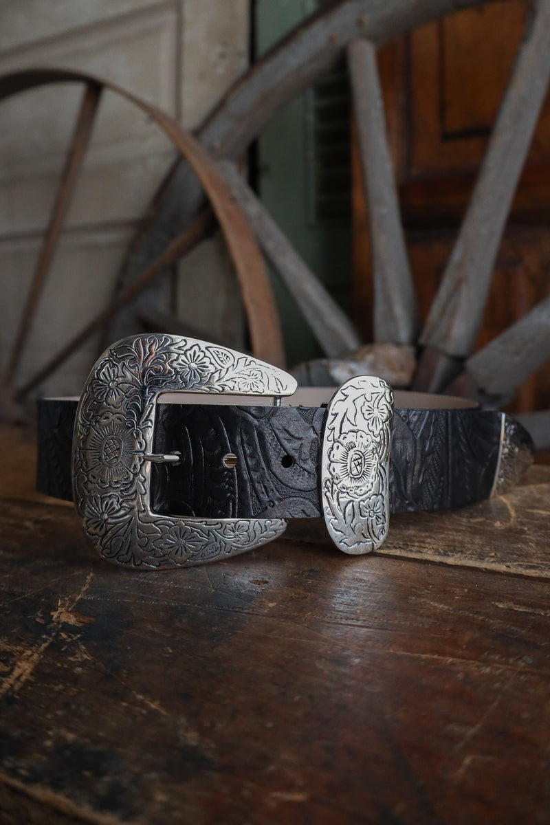 STREETS AHEAD BIG BUCKLE BELT- BLACK – Maverick Fine Western  display picture 2