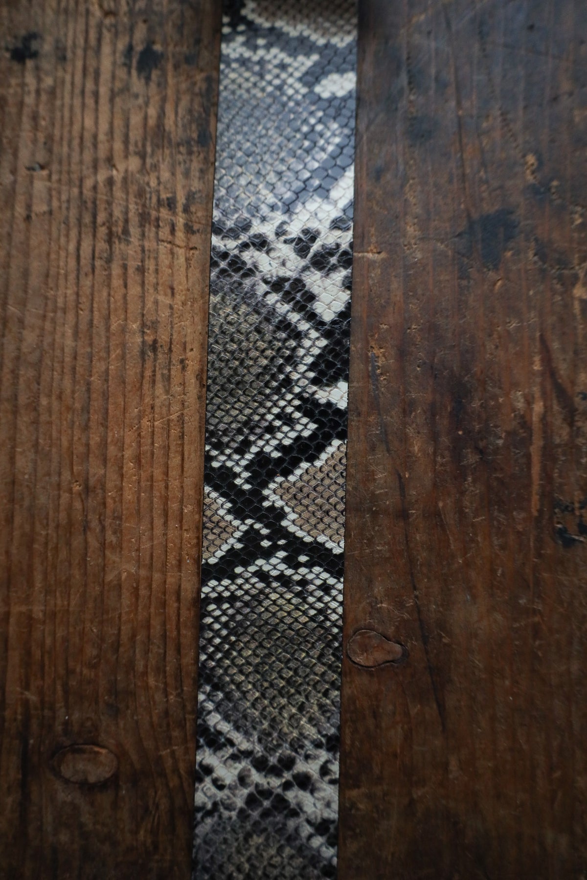 Streets Ahead Snake Print Leather Belt Western Buckle Gold Silver Hardware Small Vintage Streets Ahead Snake Embossed Leather Belt, Wide  main image 3