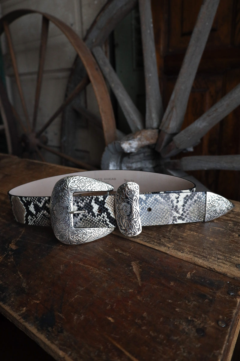 STREETS AHEAD BIG BUCKLE BELT- BLACK SNAKE – Maverick Fine Western