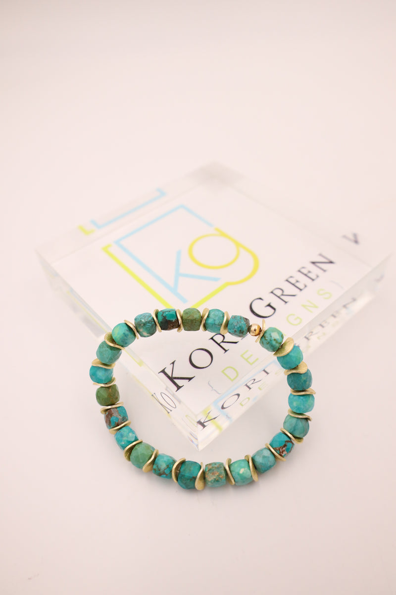 KORI GREEN FACETED TURQUOISE STRETCH BRACELET