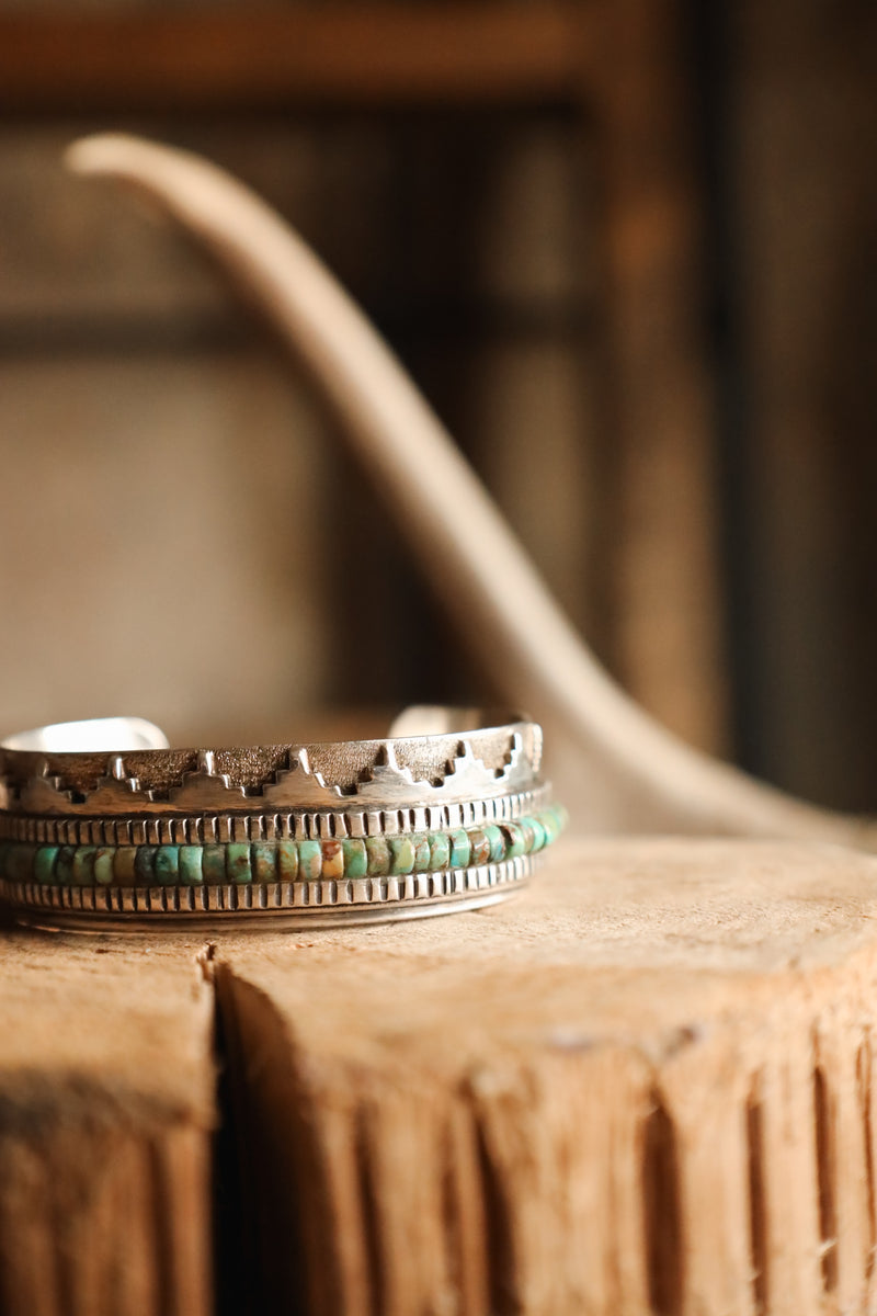 Green Turquoise Tribal Cut Outs Cuff