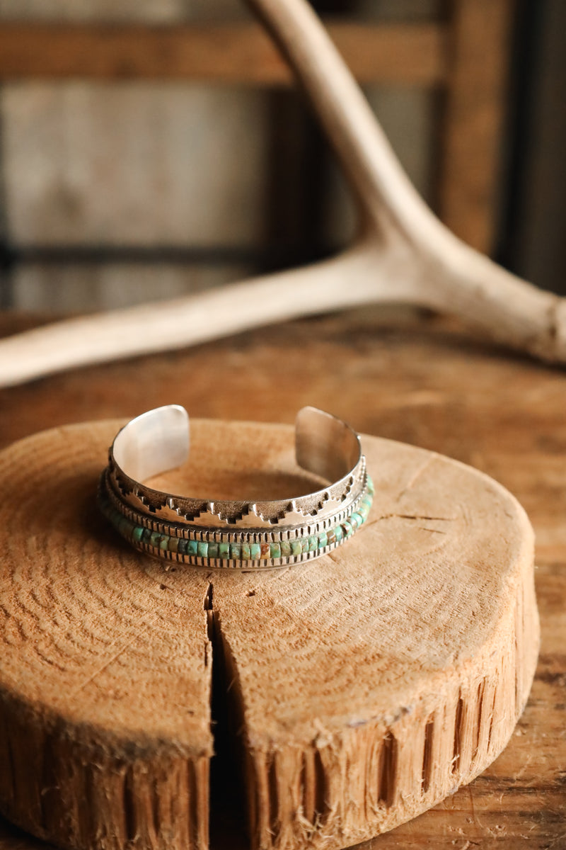 Green Turquoise Tribal Cut Outs Cuff