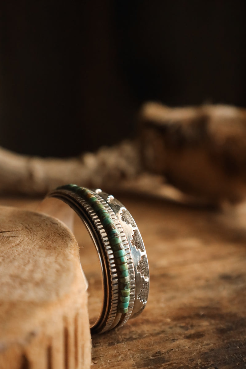 Green Turquoise Tribal Cut Outs Cuff