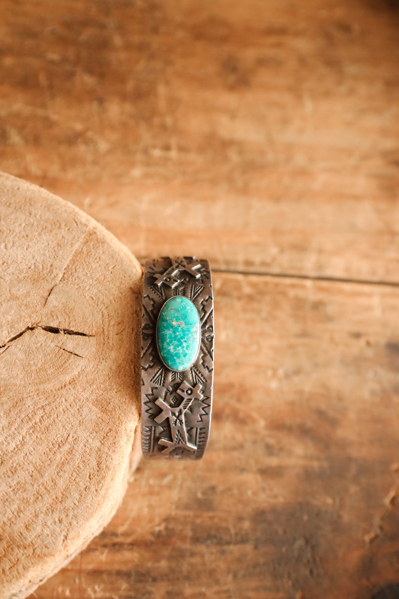 TURQUOISE OVAL 2 PRIMATIVE HORSE CUFF