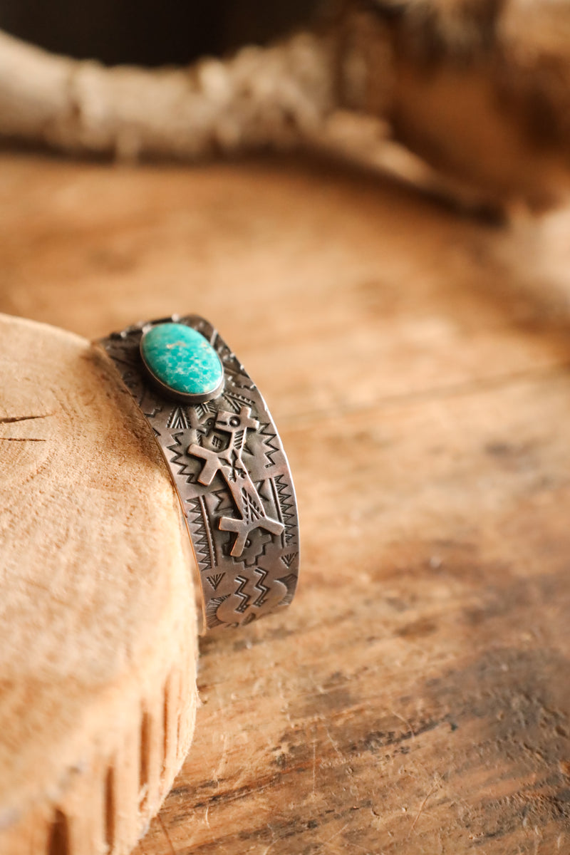 TURQUOISE OVAL 2 PRIMATIVE HORSE CUFF