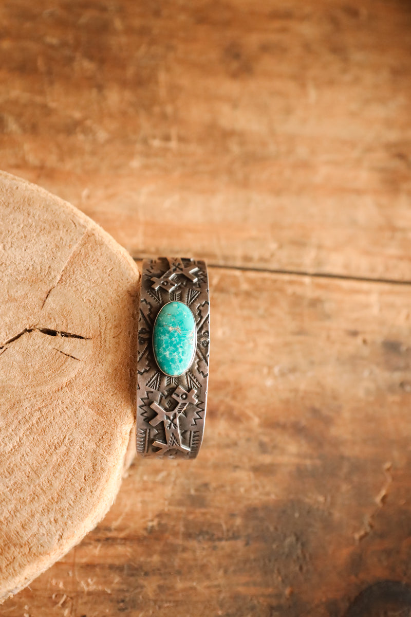 TURQUOISE OVAL 2 PRIMATIVE HORSE CUFF