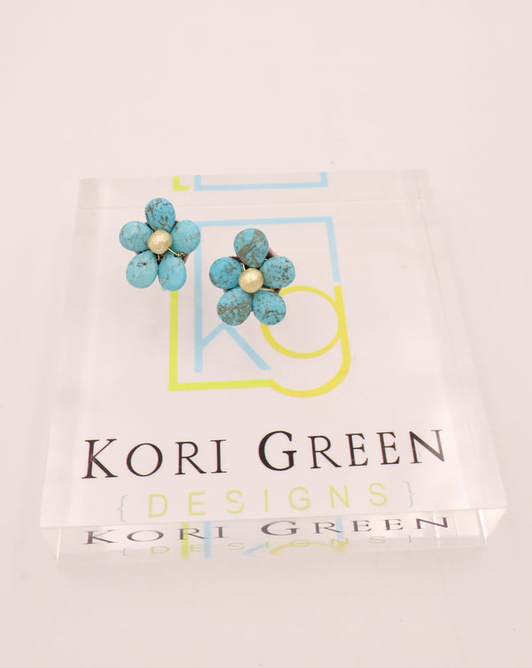 KORI GREEN TINY 5 PETAL FLOWER EARRING 