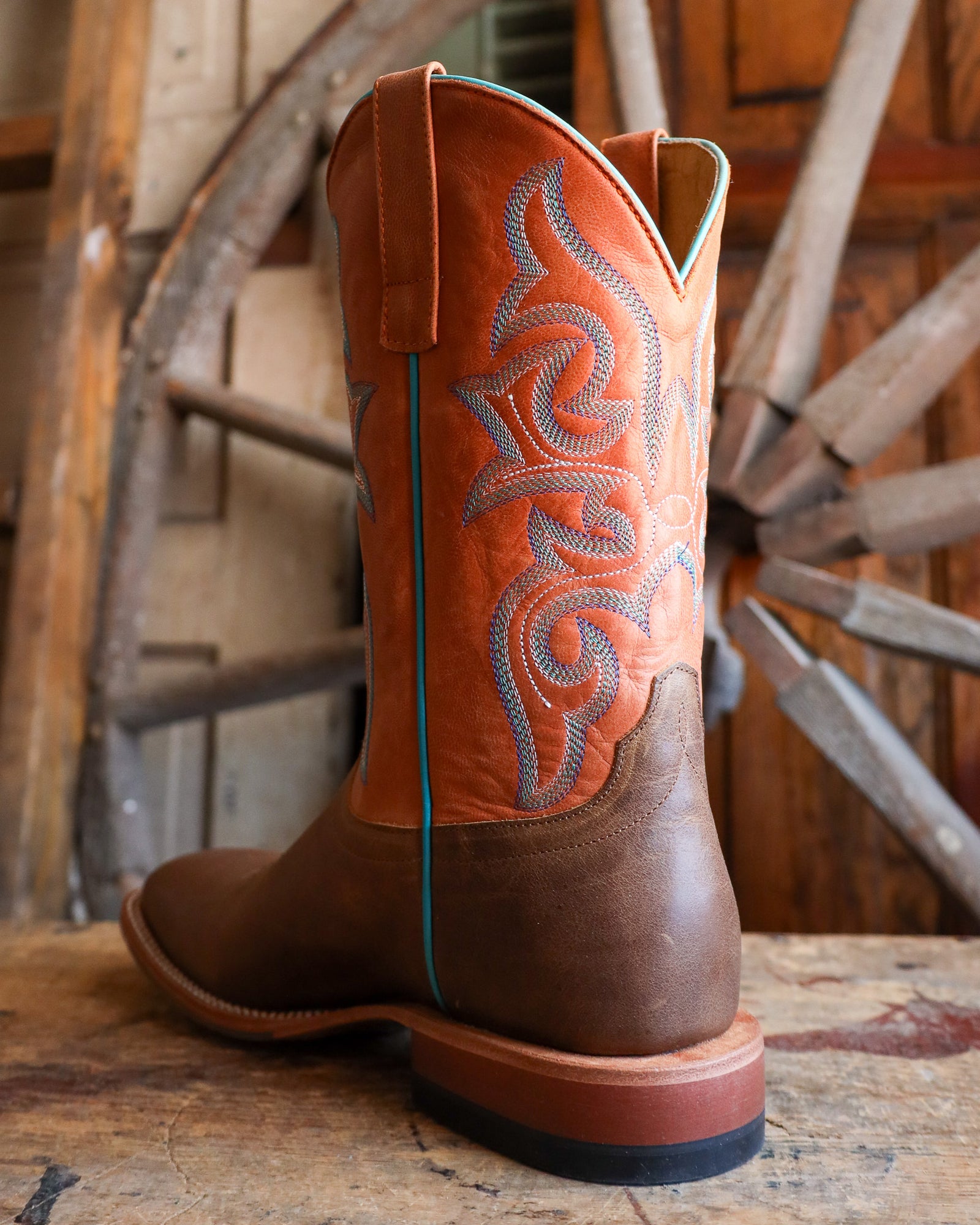 Mens Orange And Brown Cowboy Boots Size 11.5 Horse Power Men main image 4