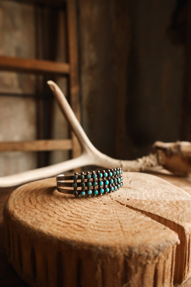 MULTI TURQUOISE SNAKE EYES 3 ROW CUFF