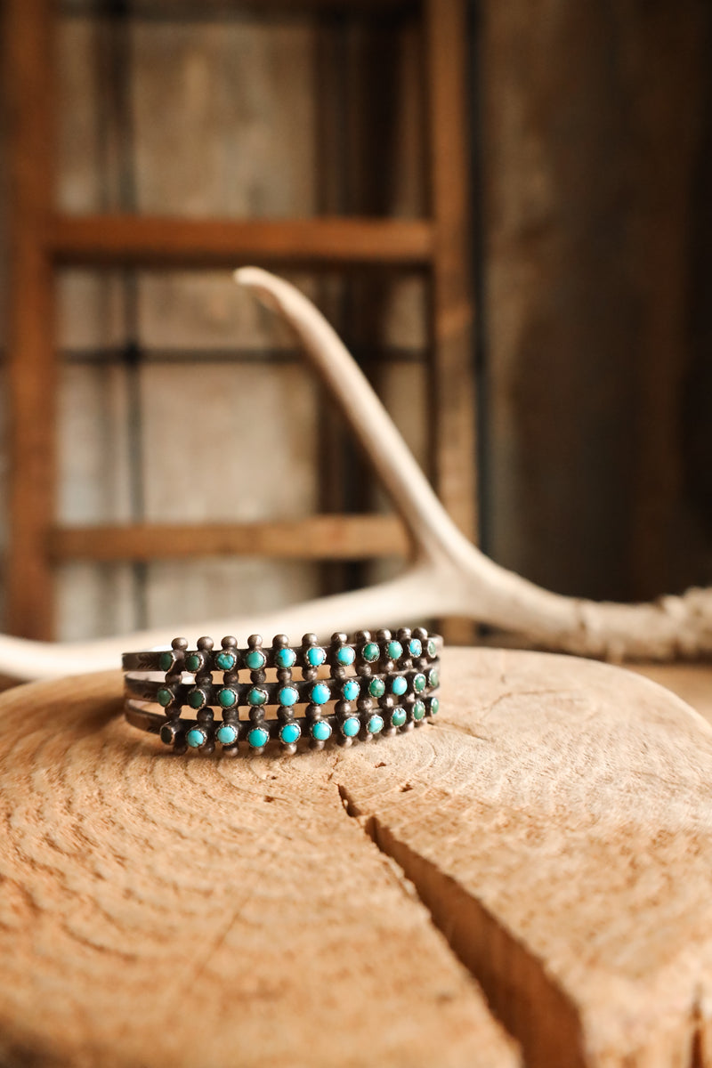 MULTI TURQUOISE SNAKE EYES 3 ROW CUFF