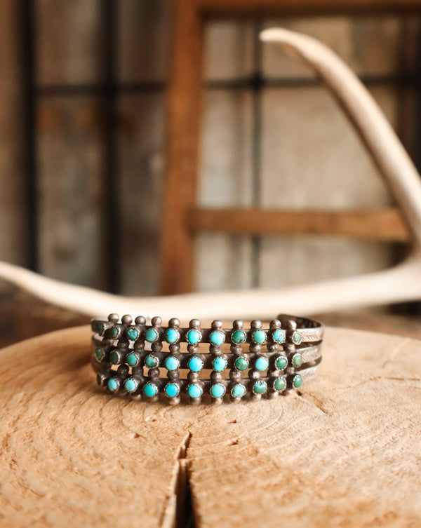 MULTI TURQUOISE SNAKE EYES 3 ROW CUFF