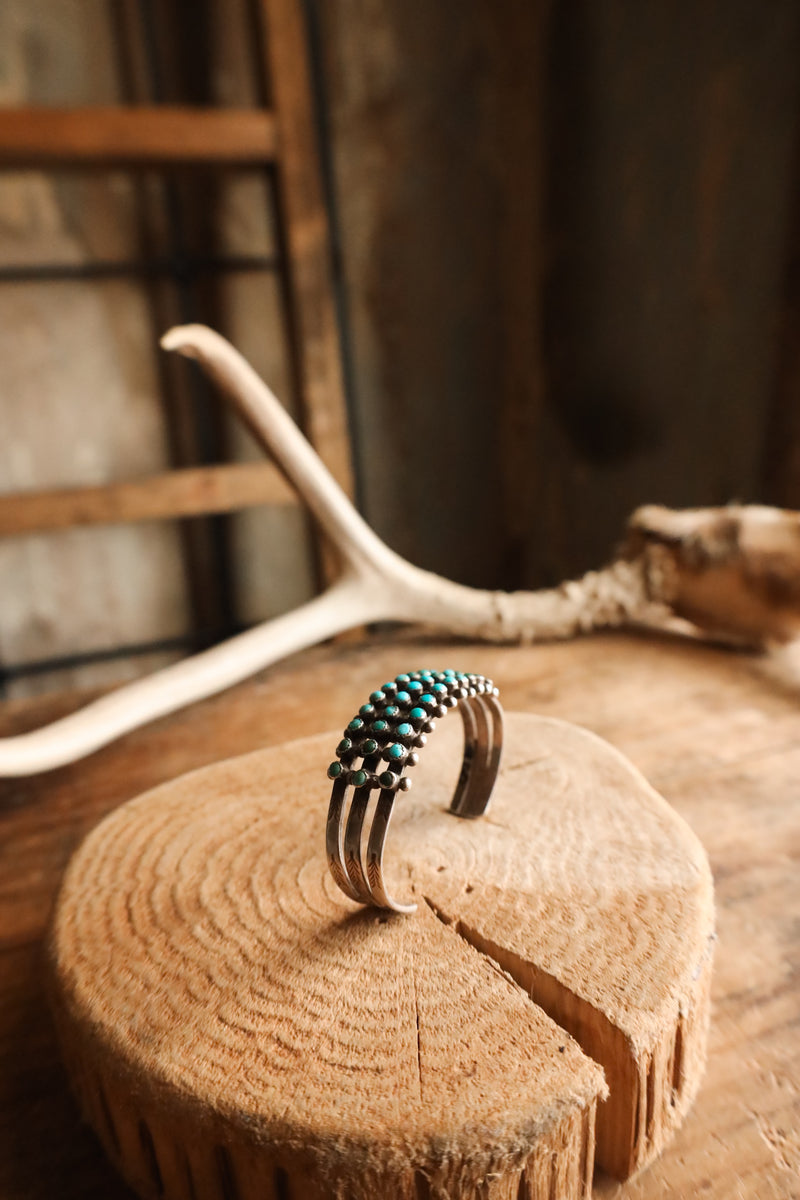 MULTI TURQUOISE SNAKE EYES 3 ROW CUFF