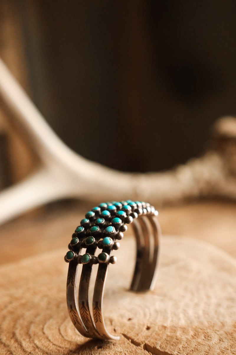 MULTI TURQUOISE SNAKE EYES 3 ROW CUFF