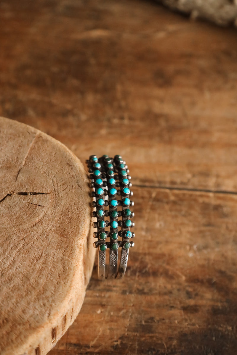 MULTI TURQUOISE SNAKE EYES 3 ROW CUFF