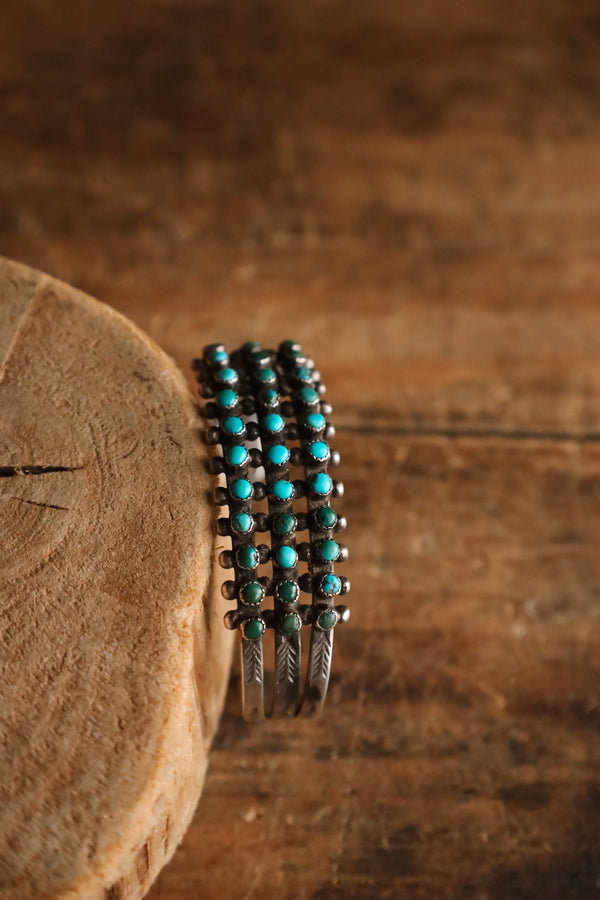 MULTI TURQUOISE SNAKE EYES 3 ROW CUFF