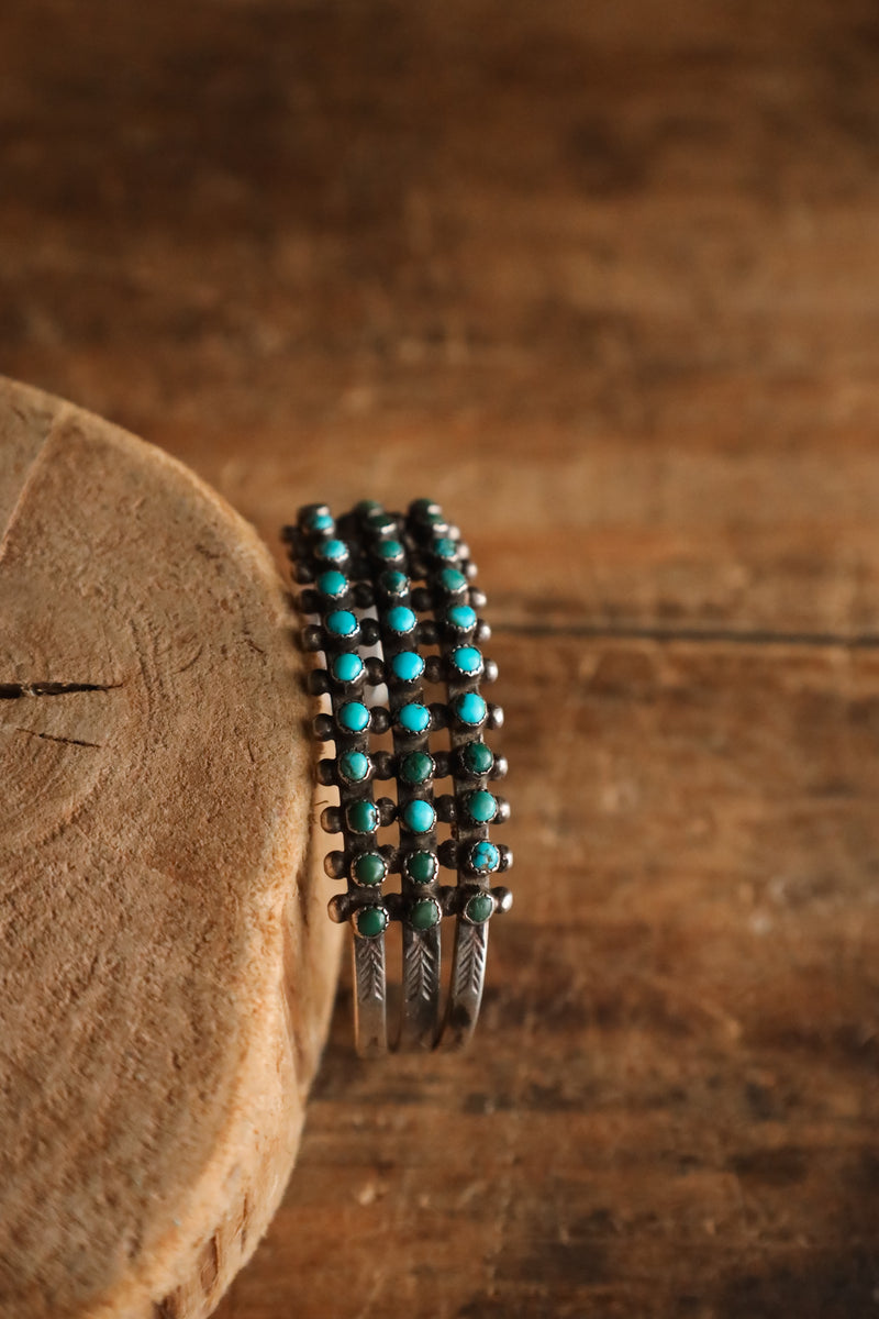 MULTI TURQUOISE SNAKE EYES 3 ROW CUFF