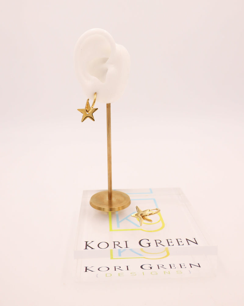 KORI GREEN FALLING STAR GOLD EARRING 