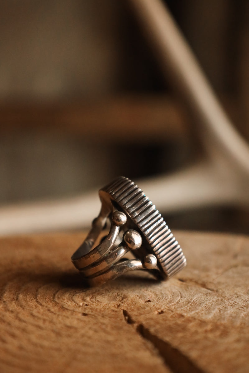 TURQUOISE WIDE STRIPE VESSEL RING- SIZE 7