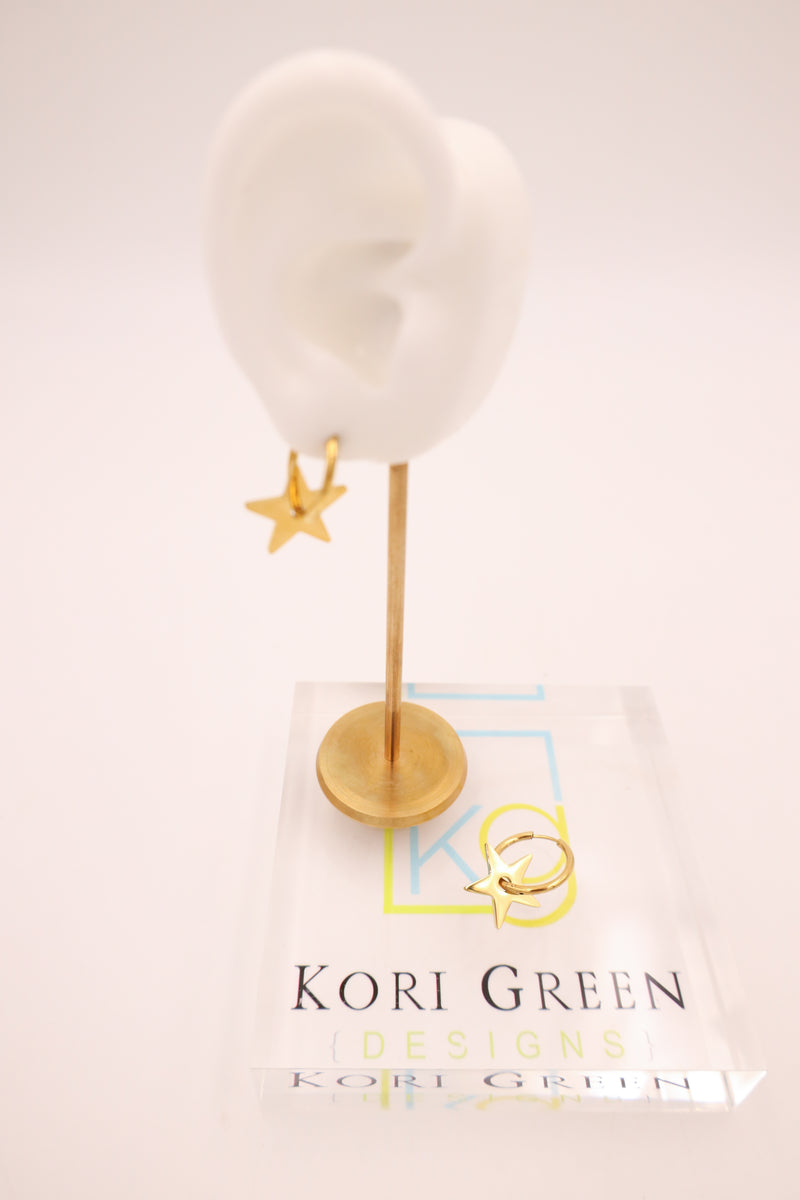 KORI GREEN FALLING STAR GOLD EARRING 