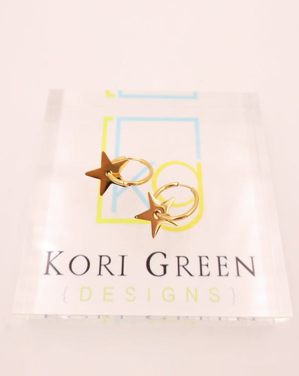 KORI GREEN FALLING STAR GOLD EARRING 