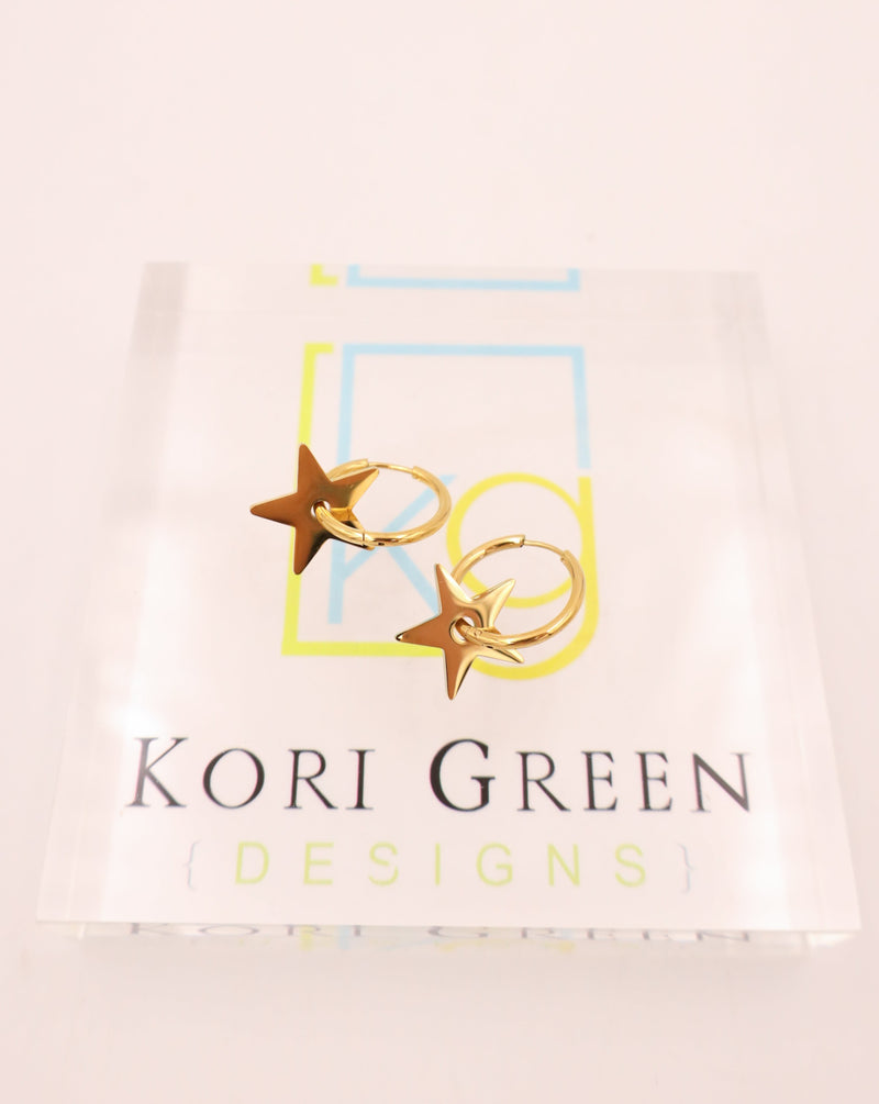 KORI GREEN FALLING STAR GOLD EARRING 