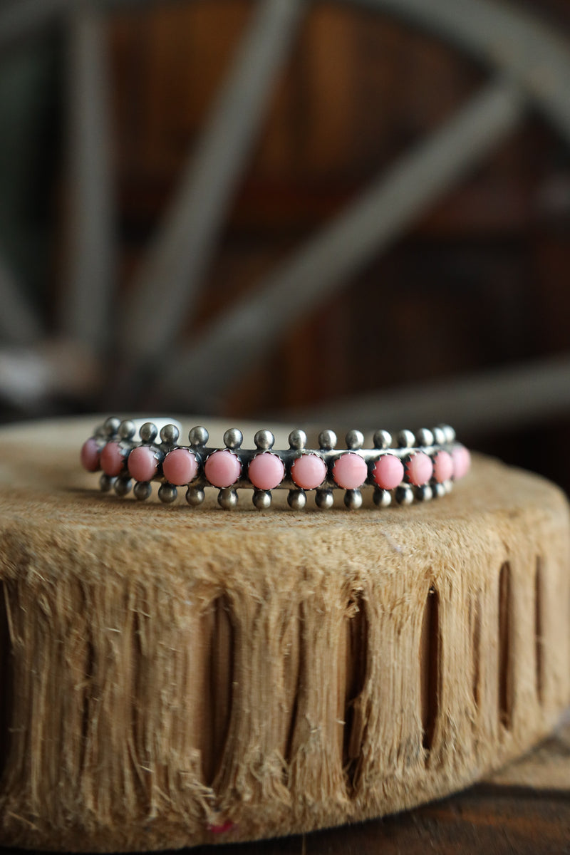 14 Pink Conch Stone Cuff Bracelet