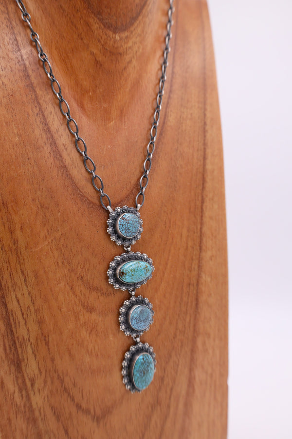 4 Prince Turquoise Framed Drop Chain Necklace