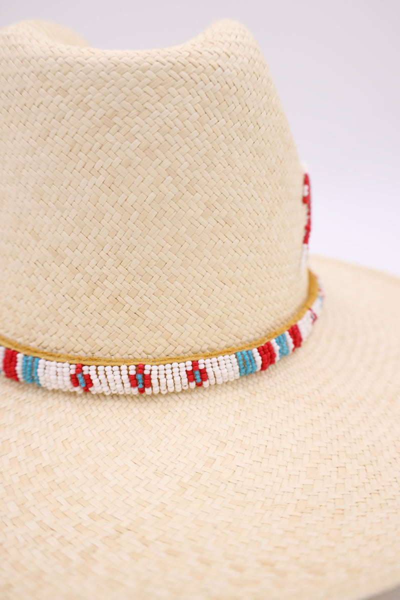 DONNA MARIE WHITE HORSE HAND BEADED HAT