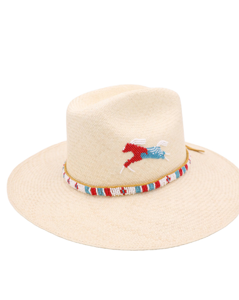 DONNA MARIE WHITE HORSE HAND BEADED HAT