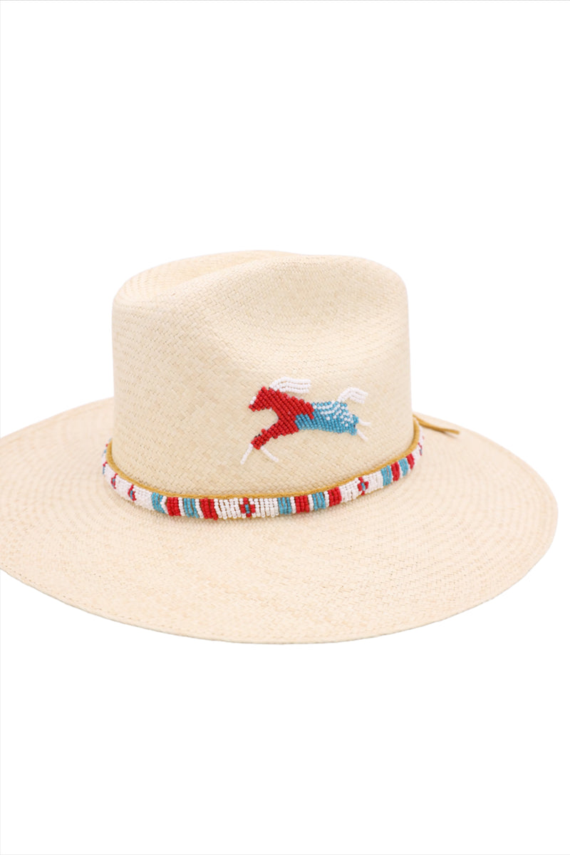 DONNA MARIE WHITE HORSE HAND BEADED HAT