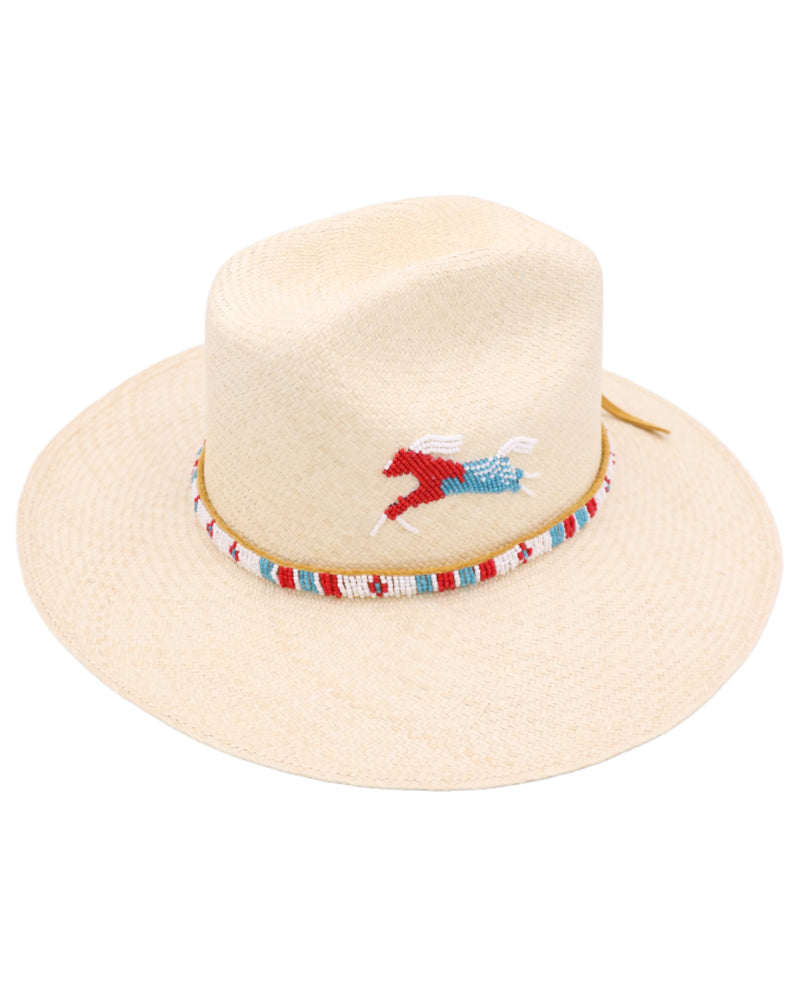 DONNA MARIE WHITE HORSE HAND BEADED HAT