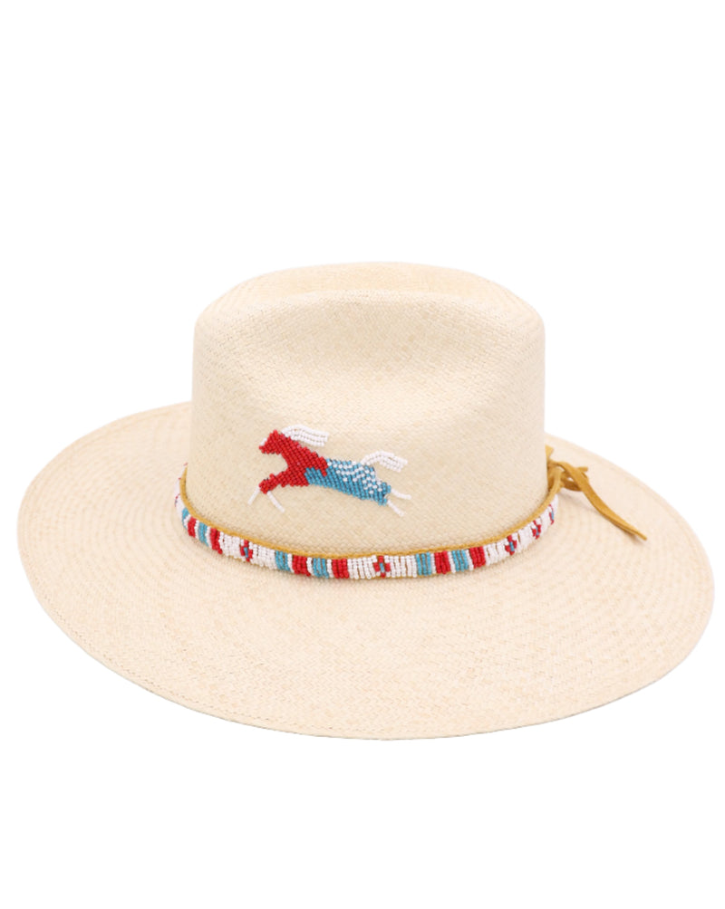 DONNA MARIE WHITE HORSE HAND BEADED HAT