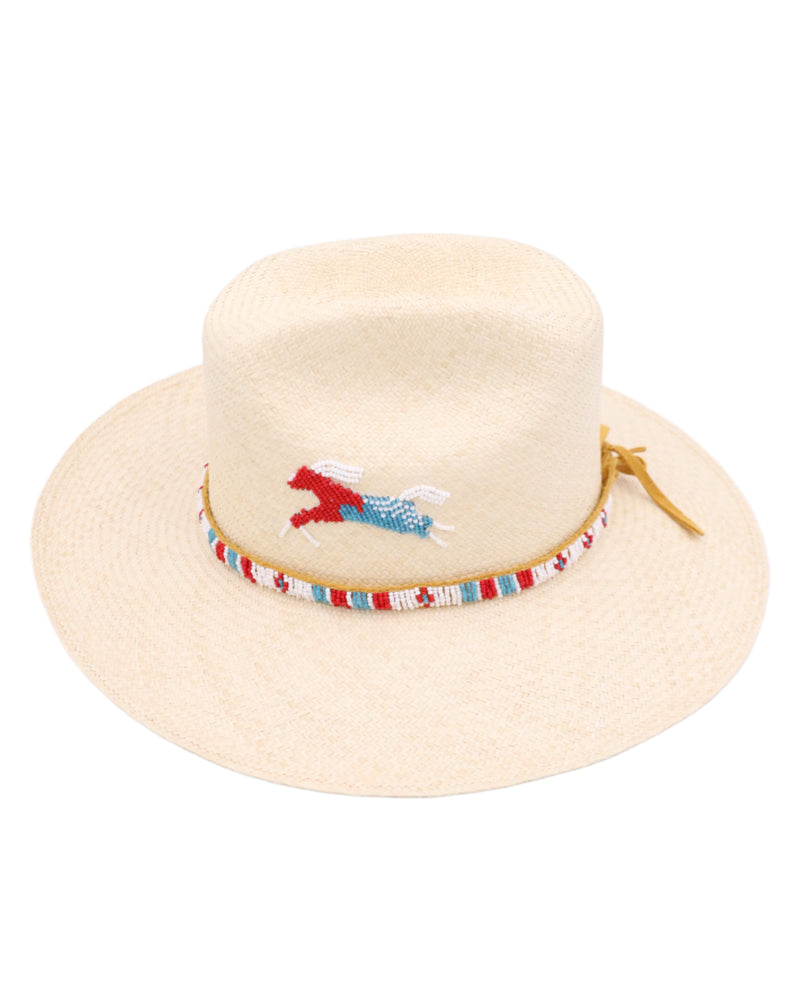 DONNA MARIE WHITE HORSE HAND BEADED HAT