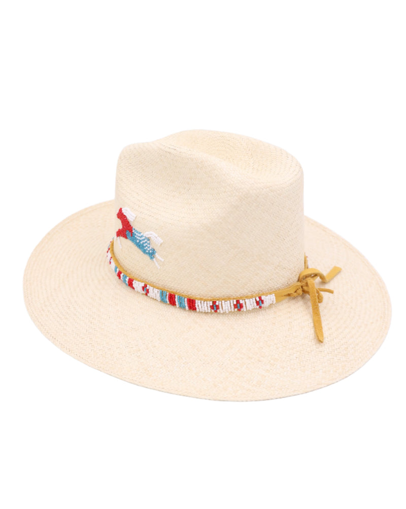 DONNA MARIE WHITE HORSE HAND BEADED HAT