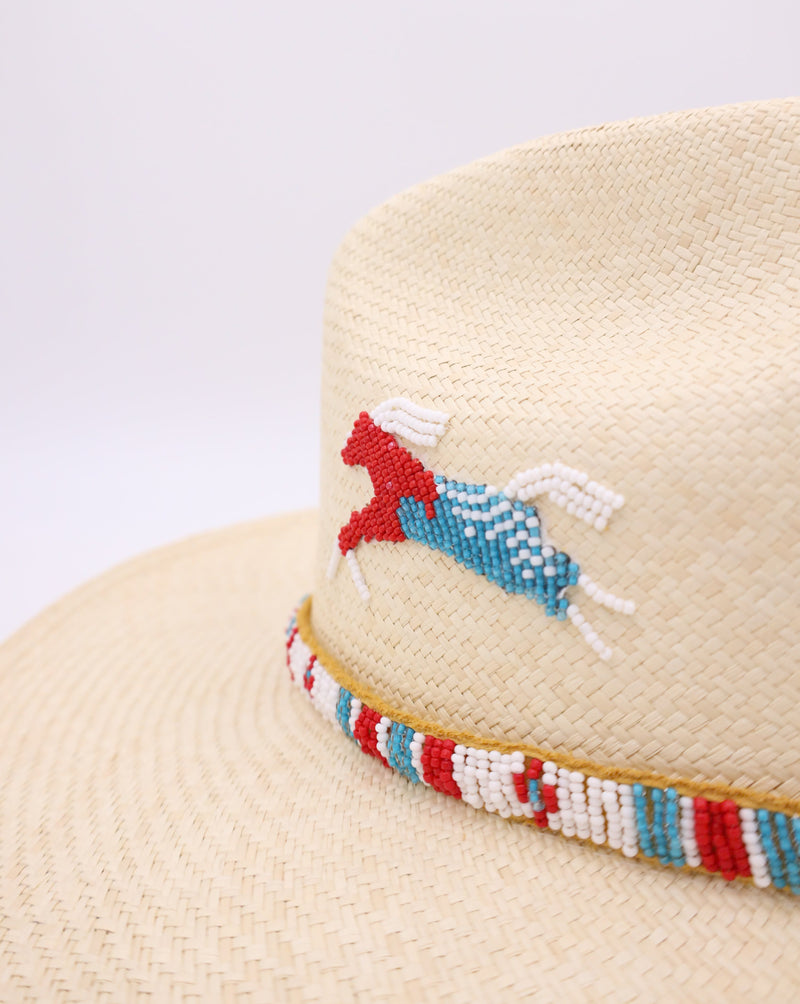 DONNA MARIE WHITE HORSE HAND BEADED HAT