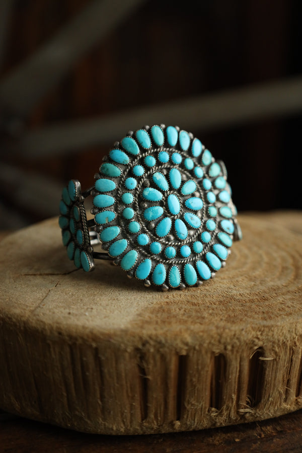 Large Vintage Turquoise Circles Cuff 