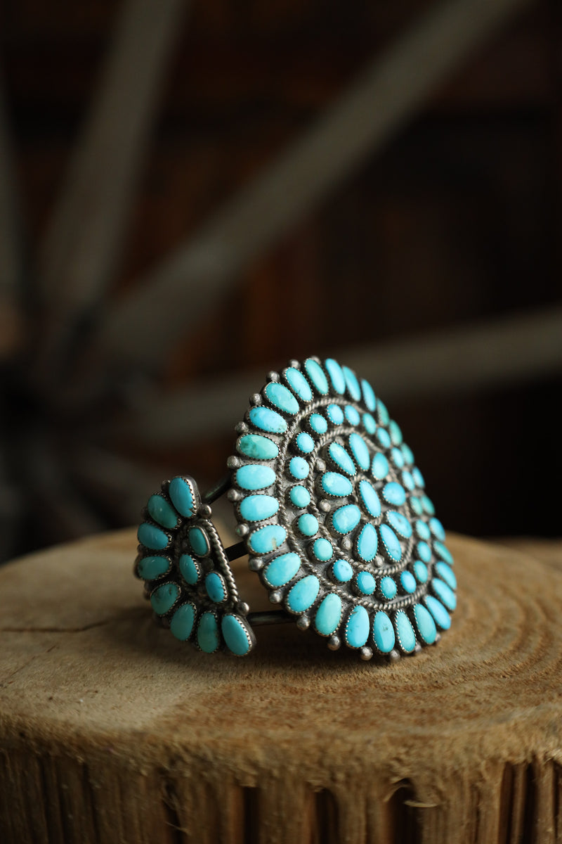 Large Vintage Turquoise Circles Cuff 