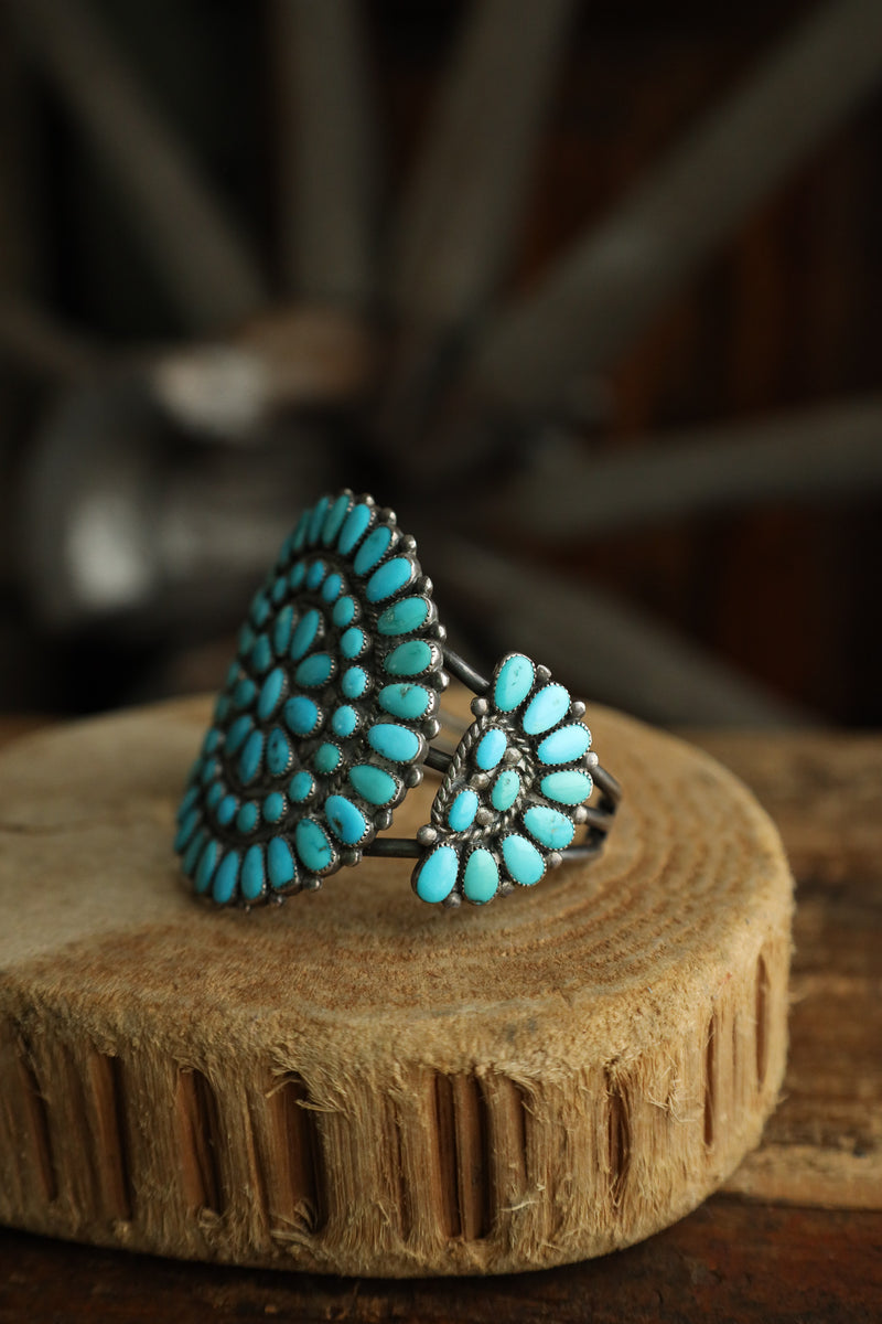 Large Vintage Turquoise Circles Cuff 
