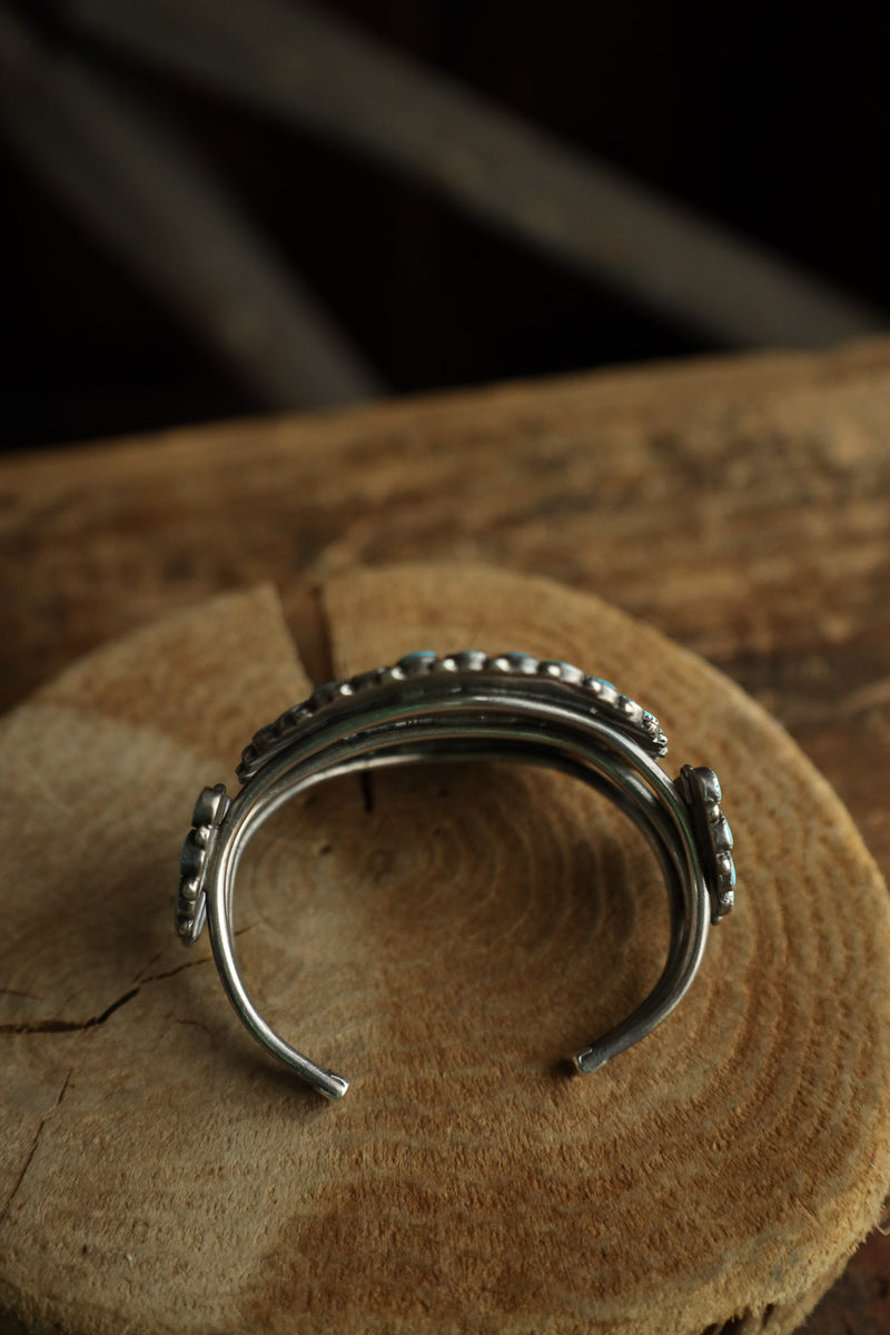 Large Vintage Turquoise Circles Cuff 