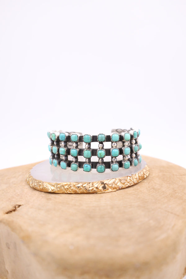 Turquoise Rounds With Sterling Silver Dots Cuff