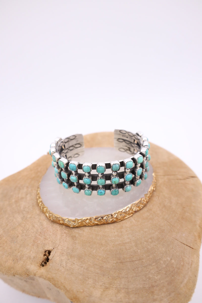 Turquoise Rounds With Sterling Silver Dots Cuff