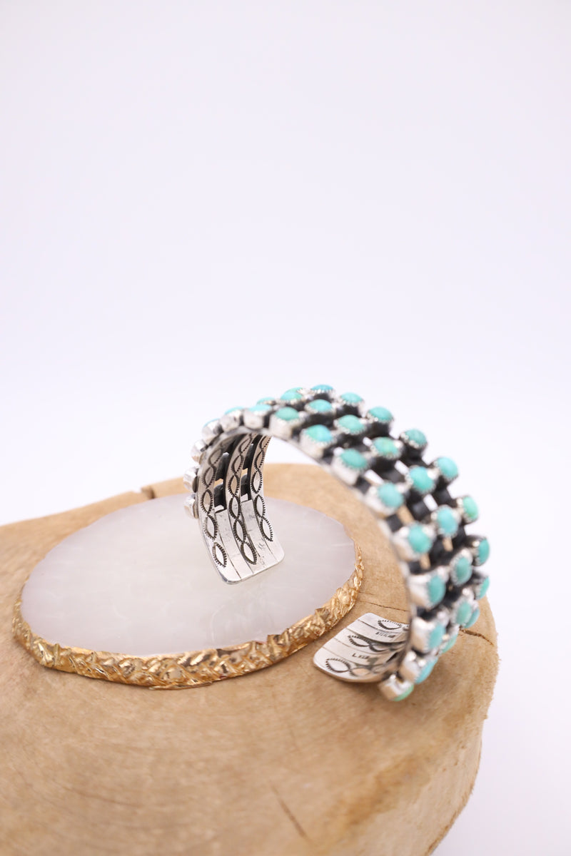 Turquoise Rounds With Sterling Silver Dots Cuff