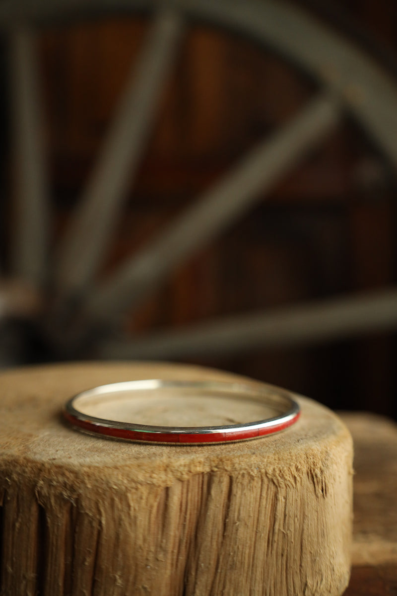 Peyote Bird Red Coral Infinity Inlay Bangle