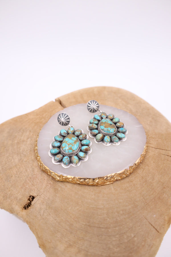 TURQUOISE CLUSTER DROP POST EARRING
