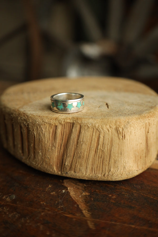 Peyote Bird Celestial Turquoise Stars Ring- Size 7 